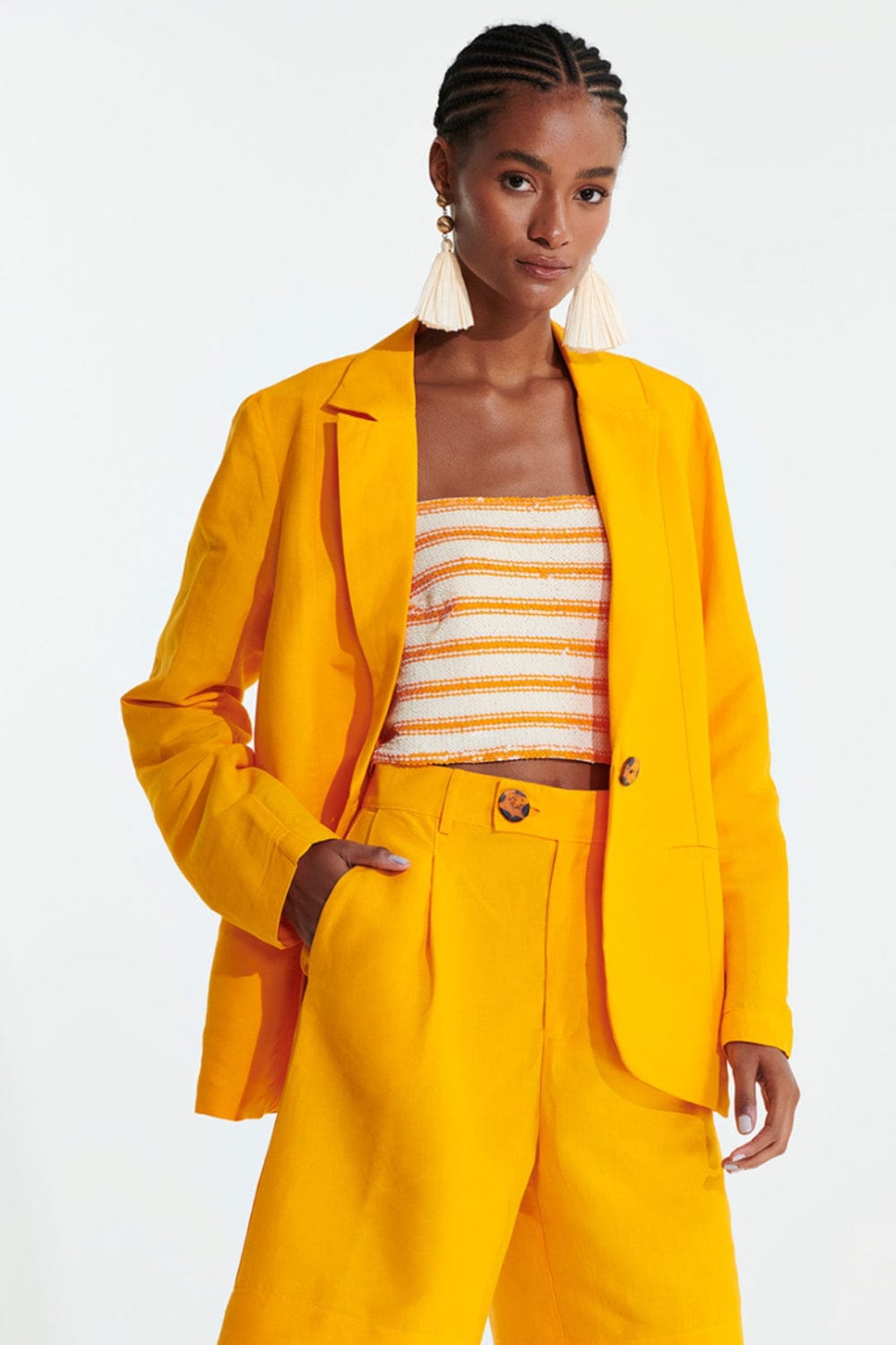 L'Cecci - Blazer Oversized Viscolinho Amarelo