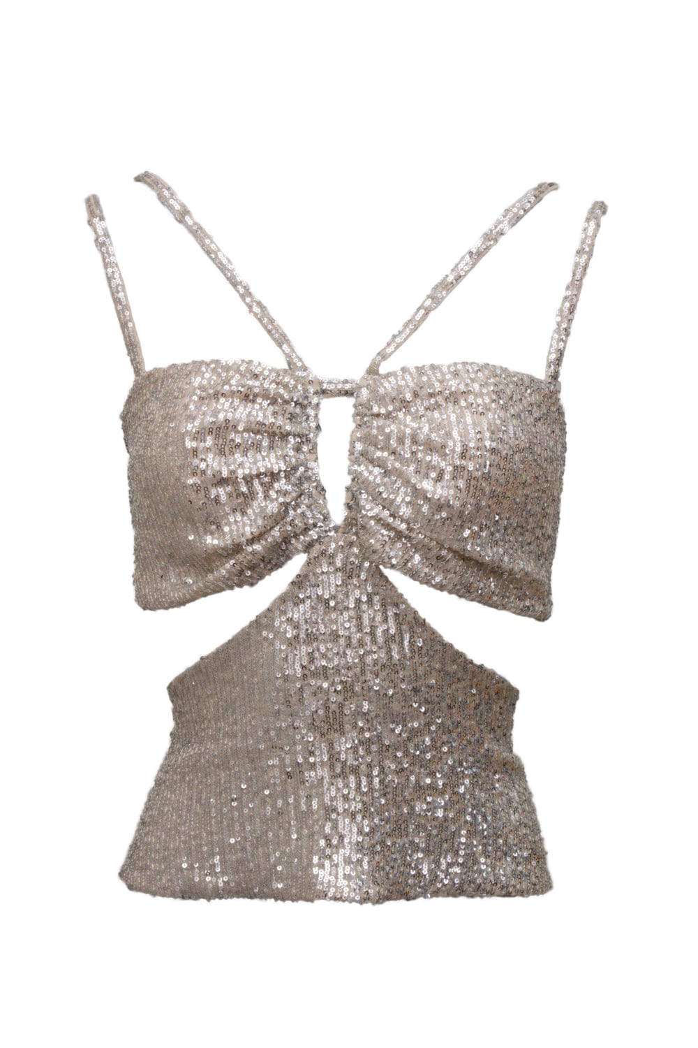 Dolps - Blusa Alça Fina Beth em Paetês Bege