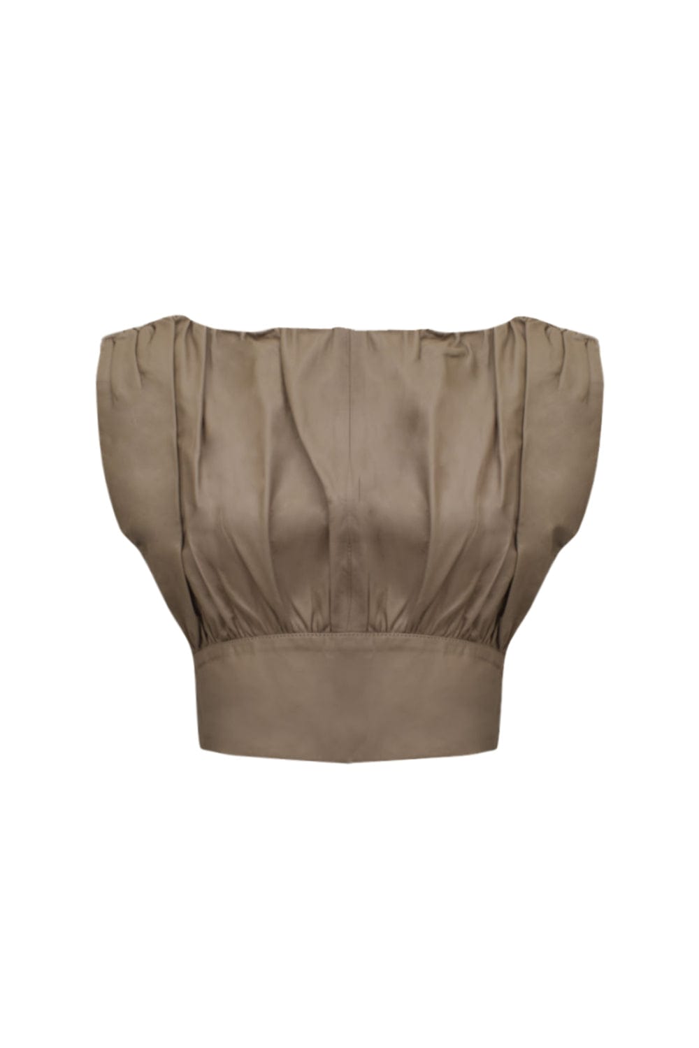 M Leal - Blusa Sem Manga Cropped Blusê Couro Fendi