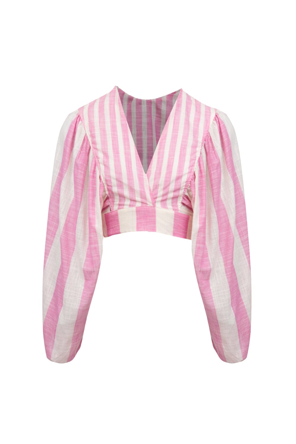 L'Cecci - Blusa Cropped Envelope Listrada Rosa