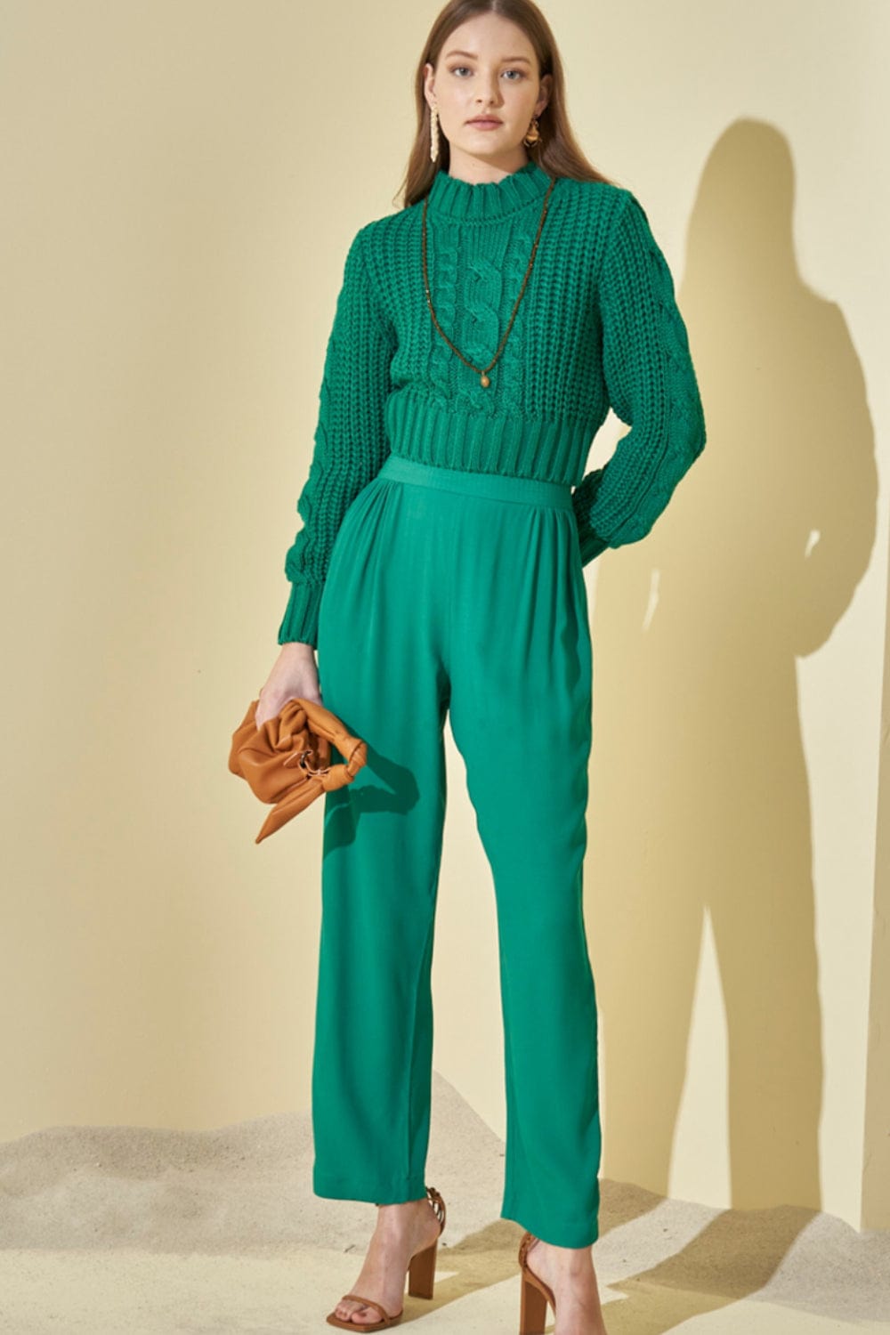 L'Cecci - Blusa Manga Longa Cropped Tricot Verde