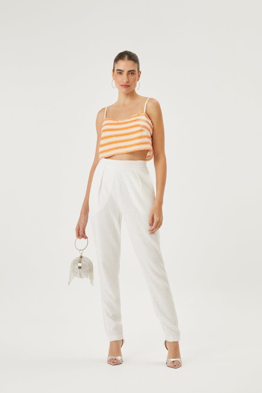 L'Cecci - Blusa Cropped em Paetês