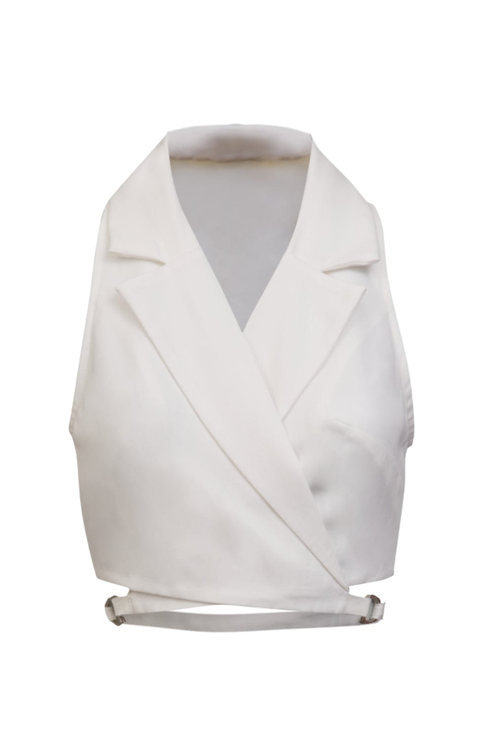 L'Cecci - Blusa Cropped sem Manga Viscolinho Off White