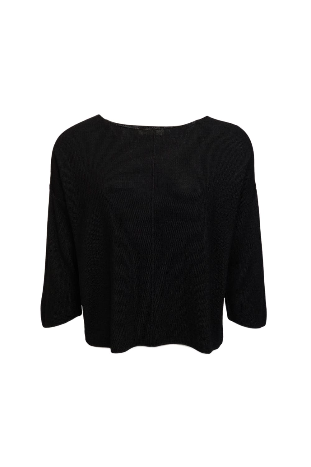 Viviane Furrier - Blusa Manga 3/4 Ampla Tricot Piquet Preto