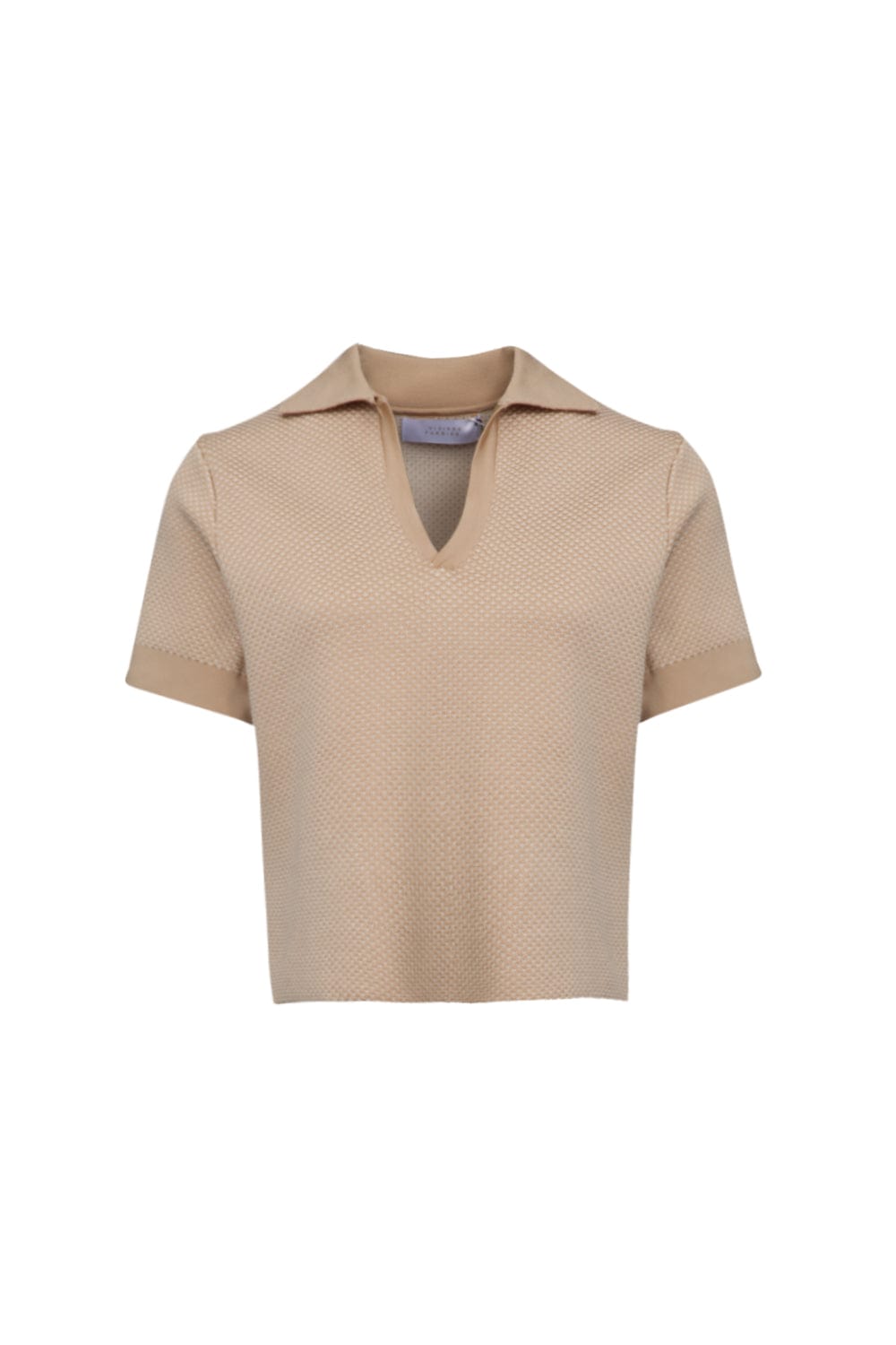 Viviane Furrier - Blusa Manga Curta Polo em Tricot Poá