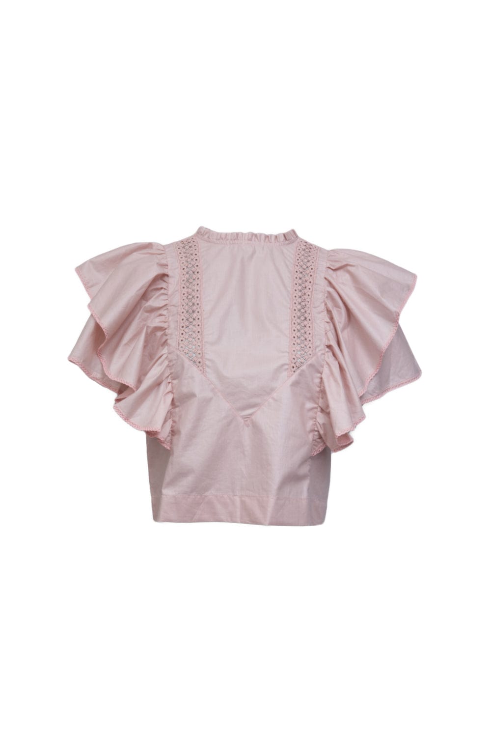 Lalibela - Blusa Manga Curta com Babados Rosa Claro