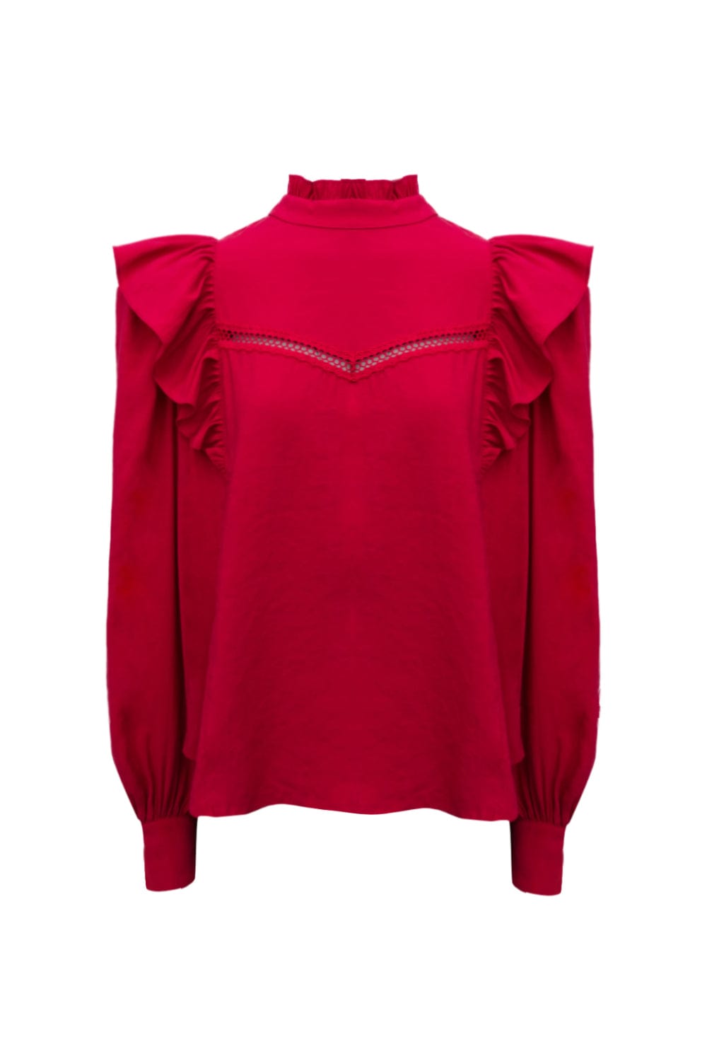 Karmani - Blusa Manga Longa Gola Alta Fúcsia