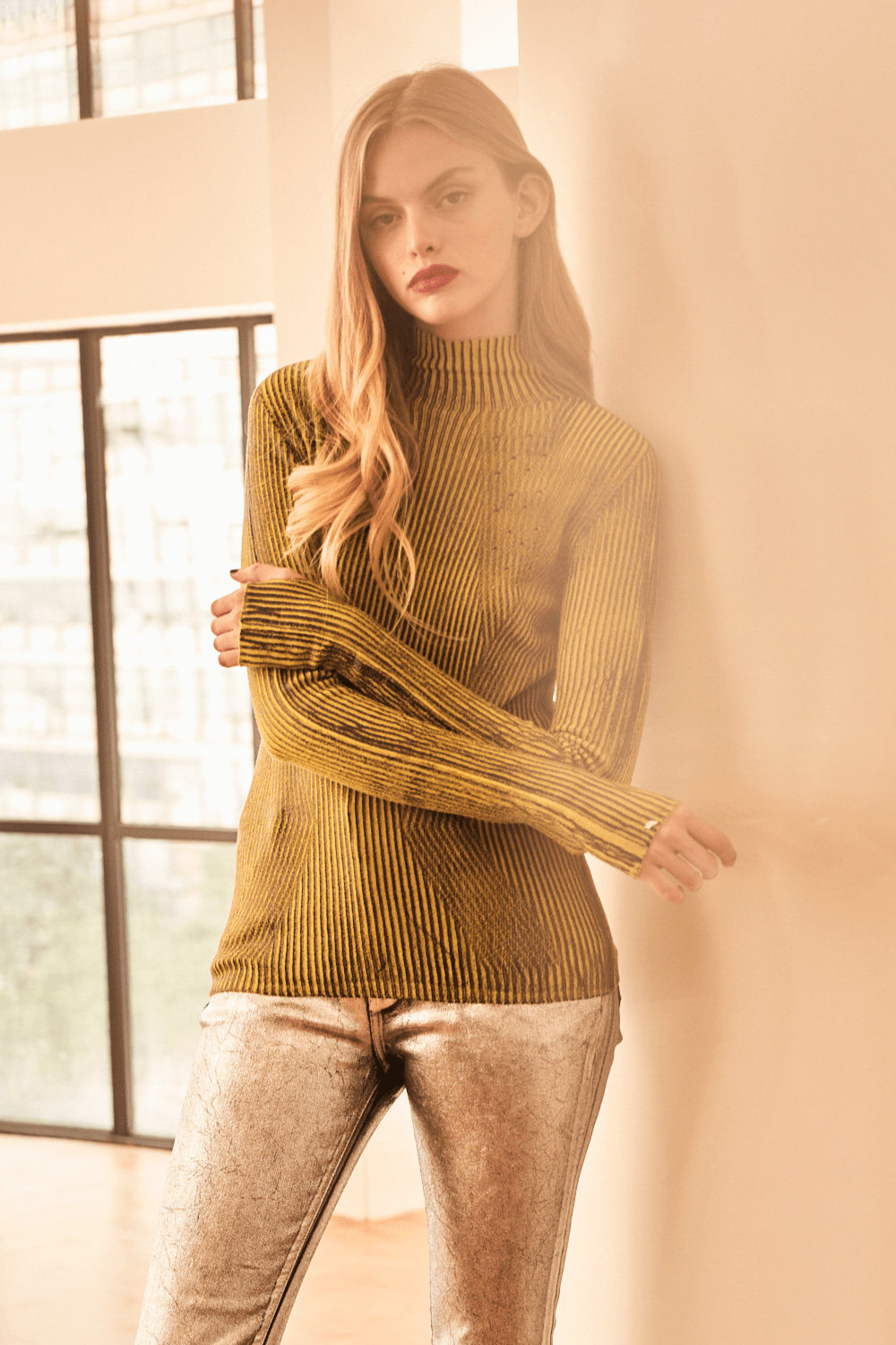 Oblique Creation - Blusa Manga Longa Gola Alta Dupla Face - 2 em 1