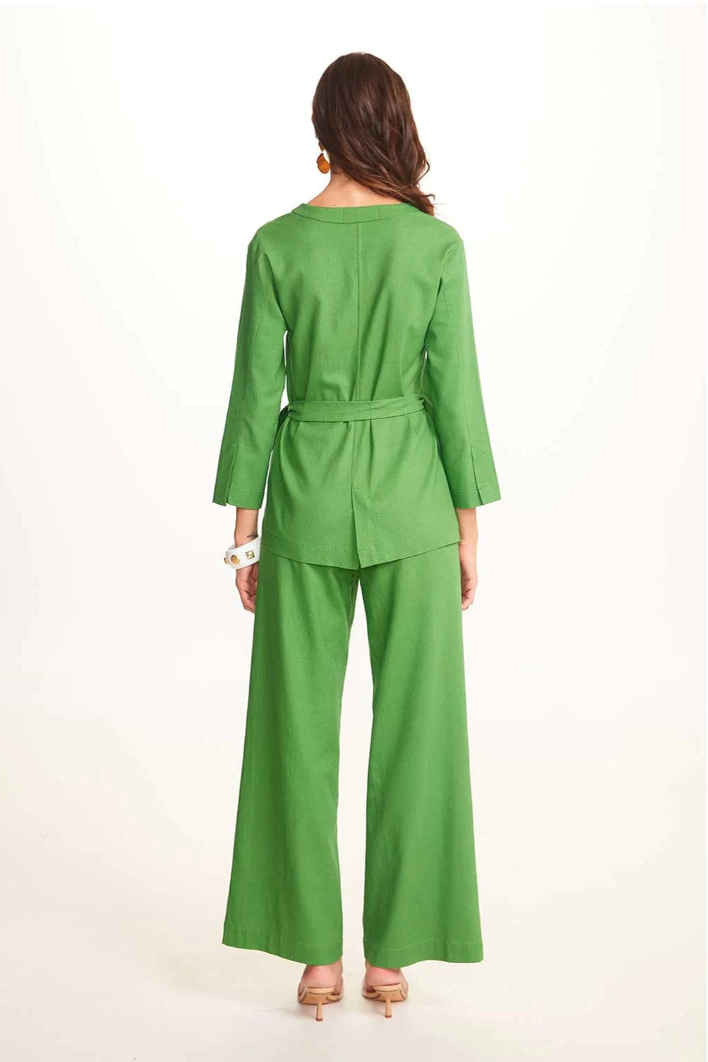 Viviane Furrier - Blusa Manga Longa Kimono Decote V Verde