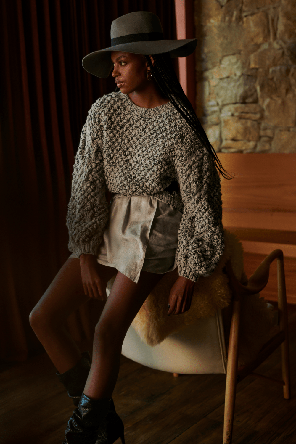 Caché - Blusa Manga Longa Luciana Tricot Fechado Preto