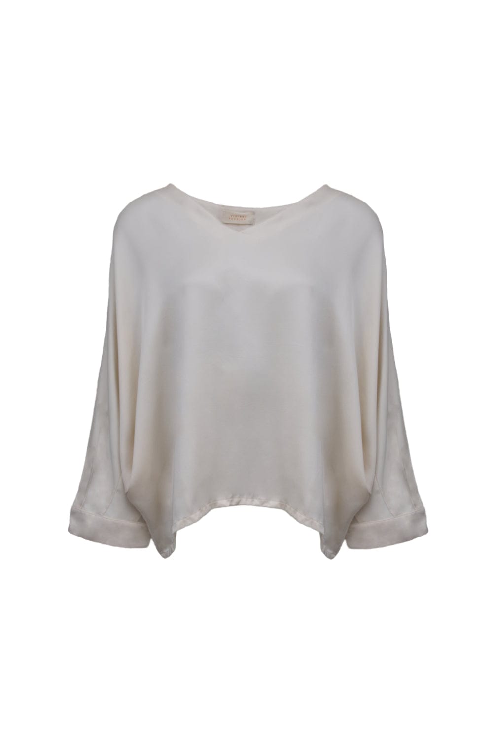 Viviane Furrier - Blusa Manga Morcego em Cetim Bege