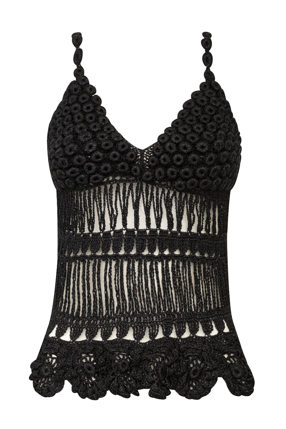 Andrea Almeida - Blusa de Alça Fina em Crochet Ana Botões Preto
