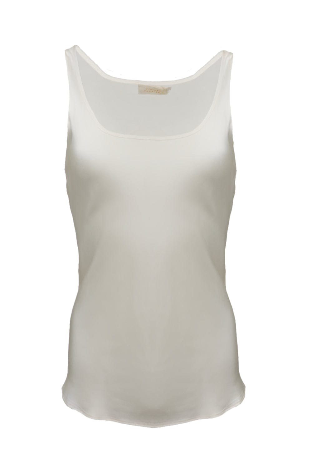 Viviane Furrier - Blusa sem Manga Decote U, em Viés em Cetim Bege