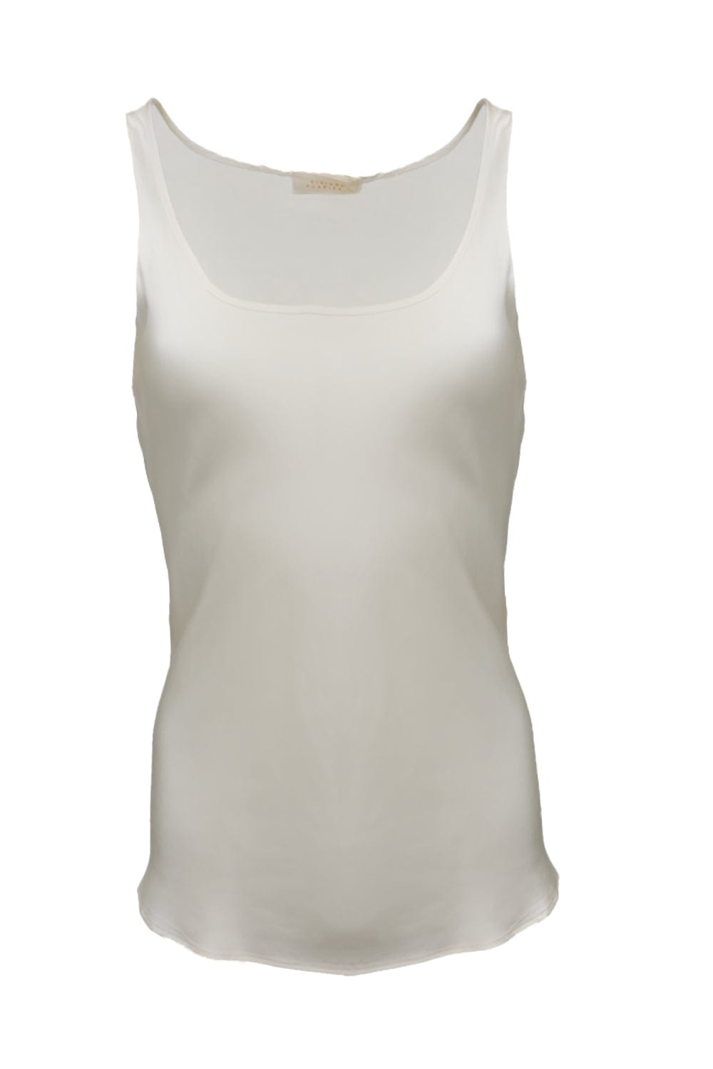 Viviane Furrier - Blusa sem Manga Decote U com Viés em Cetim Branco