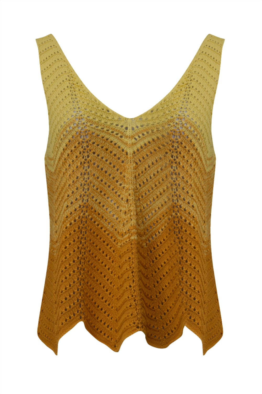 Viviane Furrier - Blusa sem Manga em Tricot Degradê Amarelo
