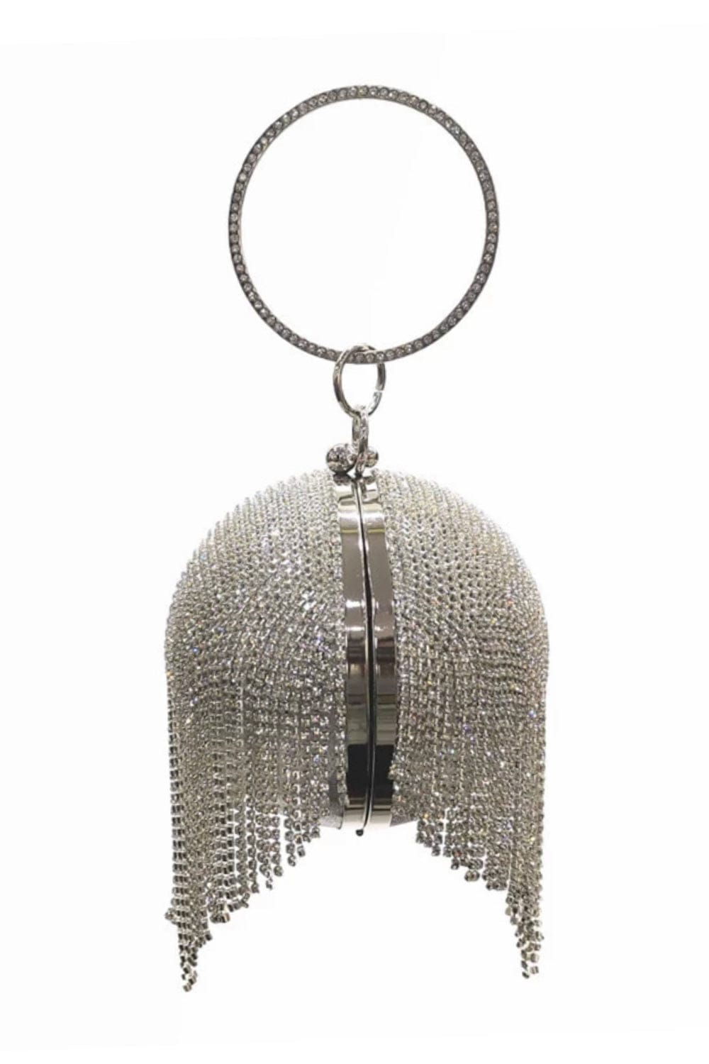 Bolsa Clutch Bola Franjas Prata