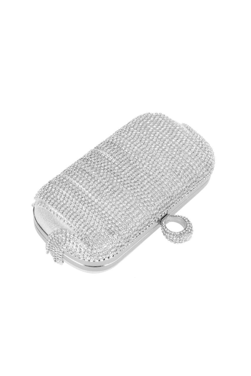 Bolsa Clutch Retangular Franjas Prata