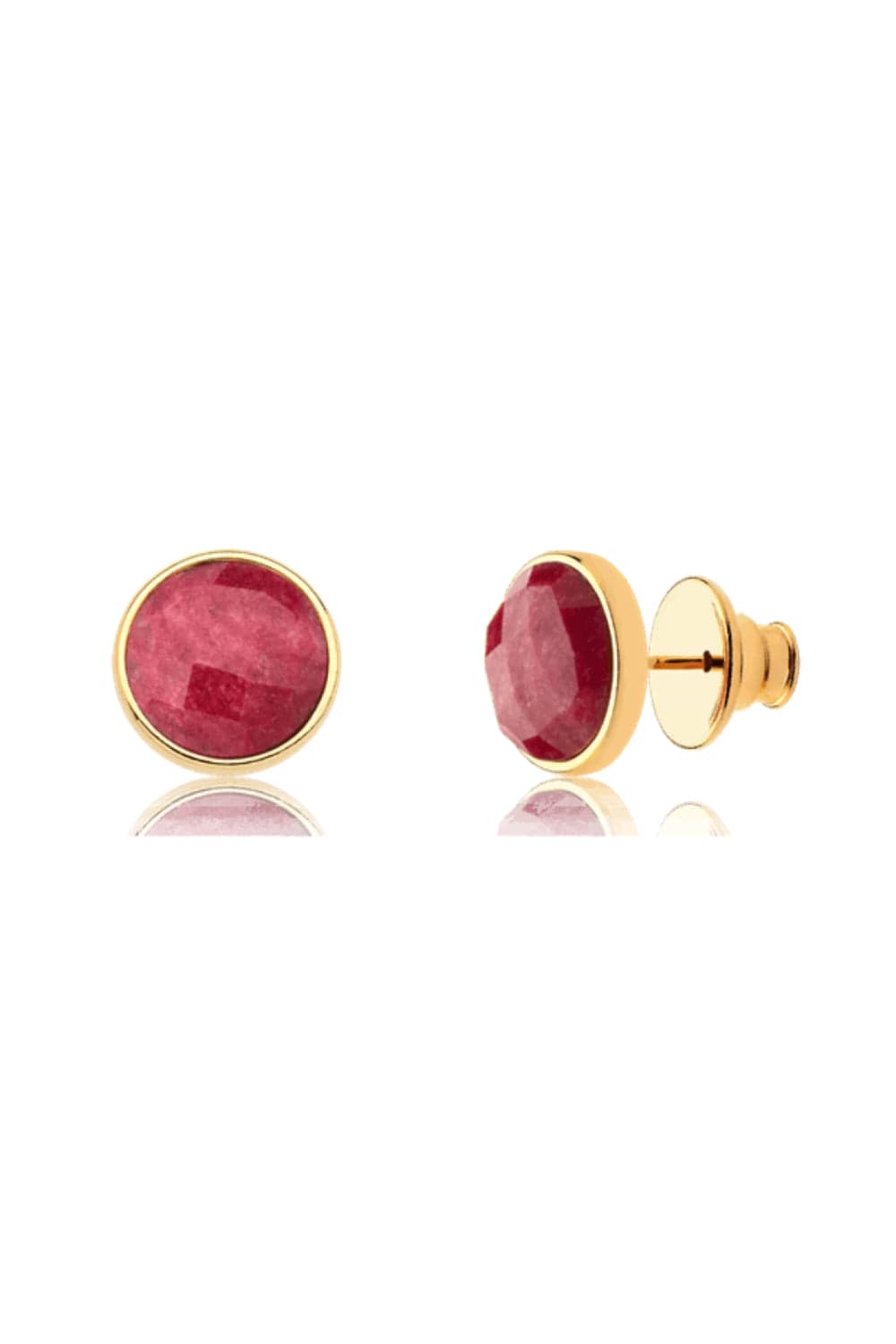 Aimer - Brinco Clássic Feldspato Vermelho Banhado Ouro 18k