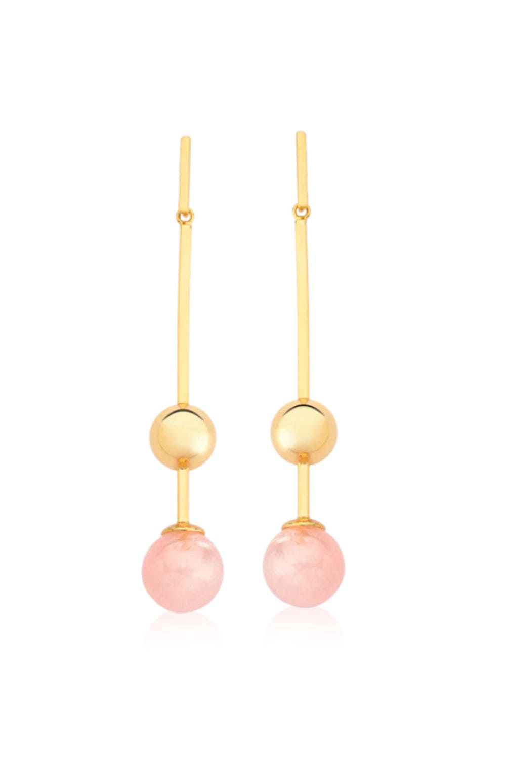 Aimer - Brinco Fascínio Quartzo Rosa Esfera Lisa Banhado a Ouro