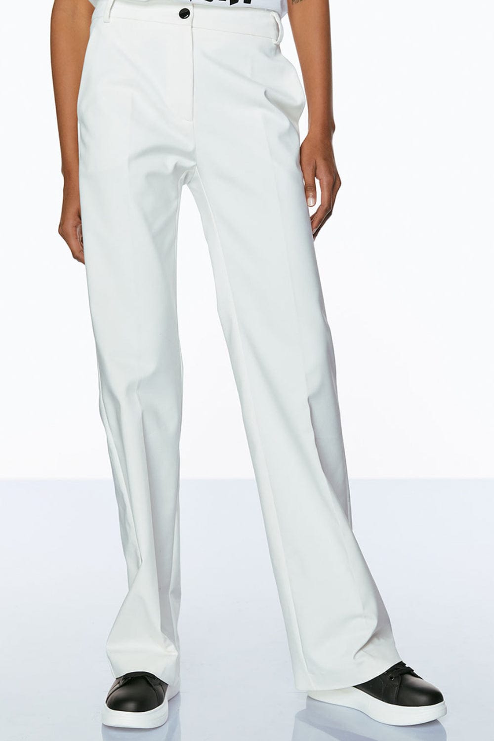 Access - Calça de Perna Larga Cinto com Corrente Off White