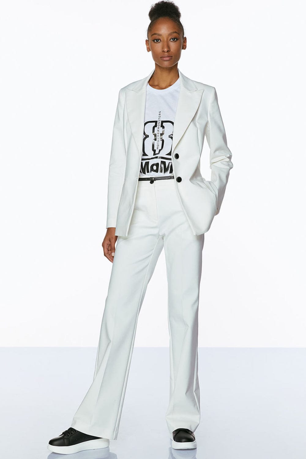 Access - Calça de Perna Larga Cinto com Corrente Off White