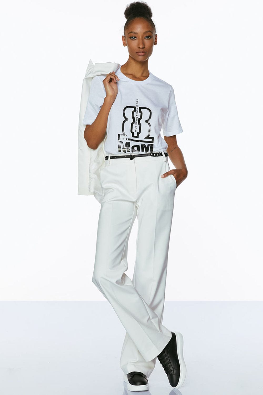 Access - Calça de Perna Larga Cinto com Corrente Off White