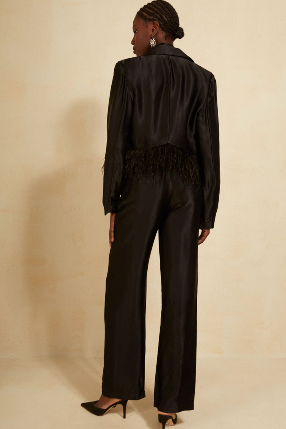 L'Cecci - Calça Alfaiataria L'Cecci Acetinada Preto