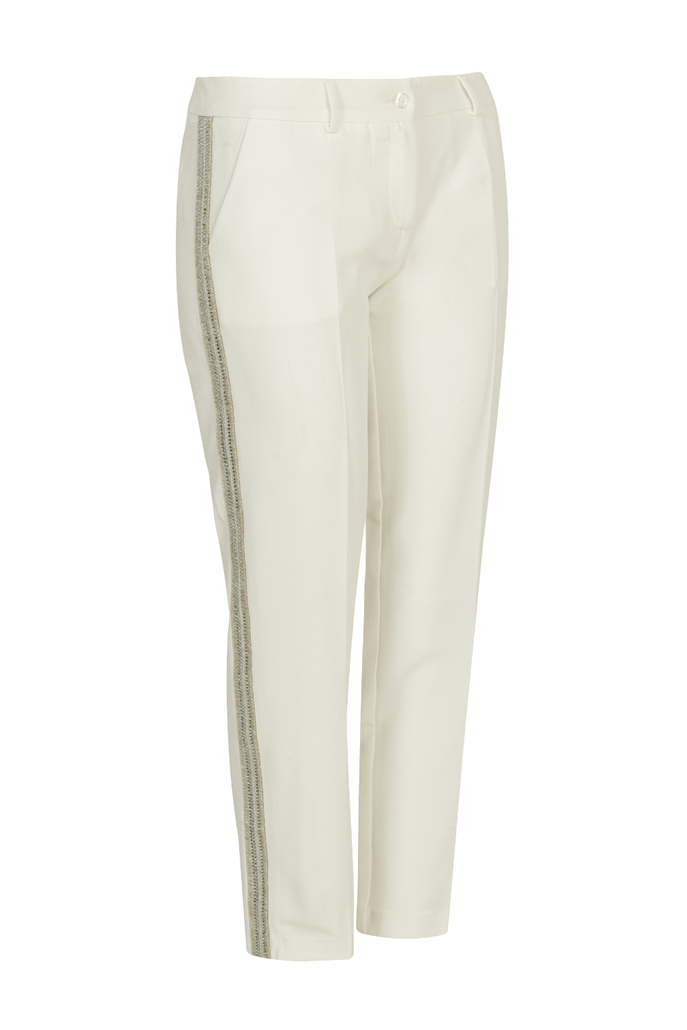 Access - Calça Alfaiataria com Brilho Lateral Branco
