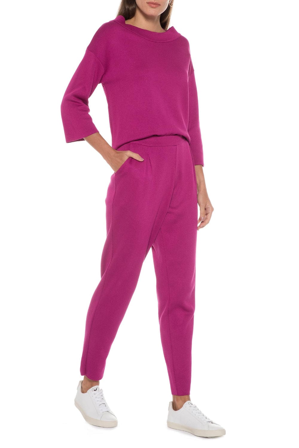 Viviane Furrier - Calça Alfaiataria em Tricot Fúcsia