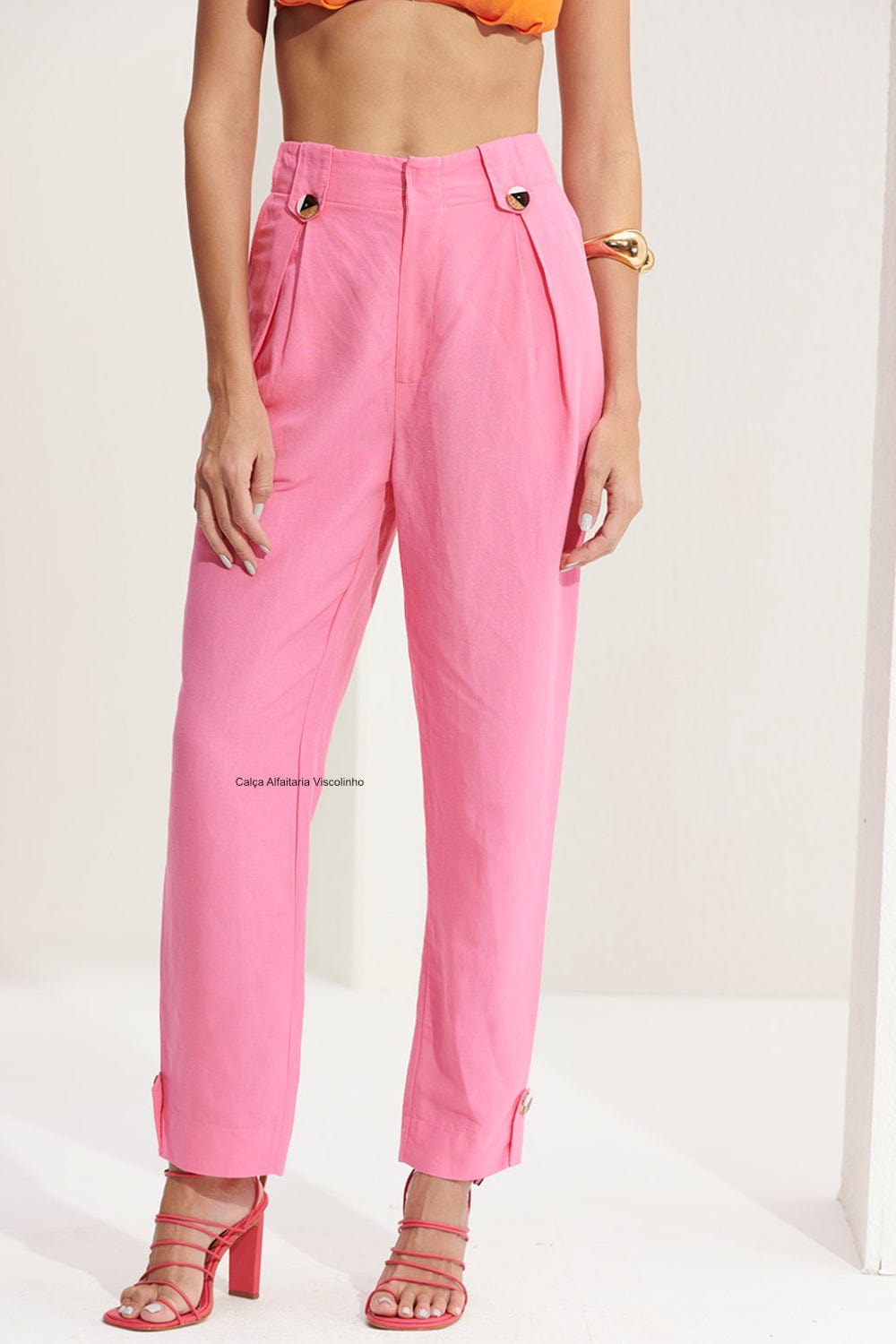 L'Cecci - Calça Alfaitaria Viscolinho Rosa