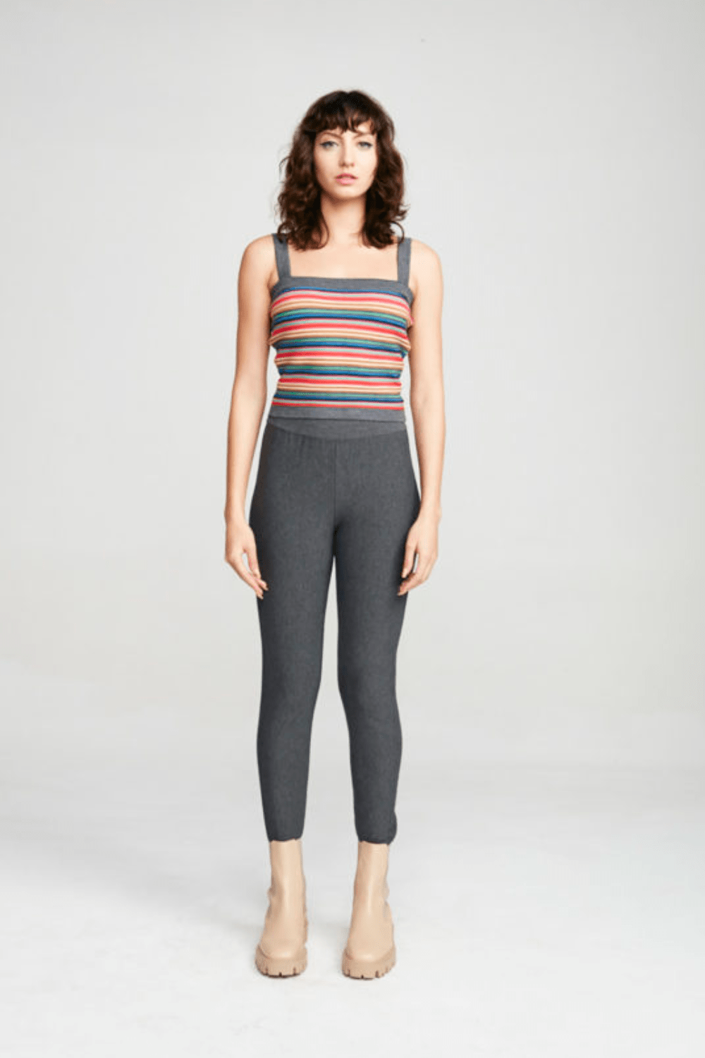 Viviane Furrier - Calça Legging Fuseau em Tricot Cinza