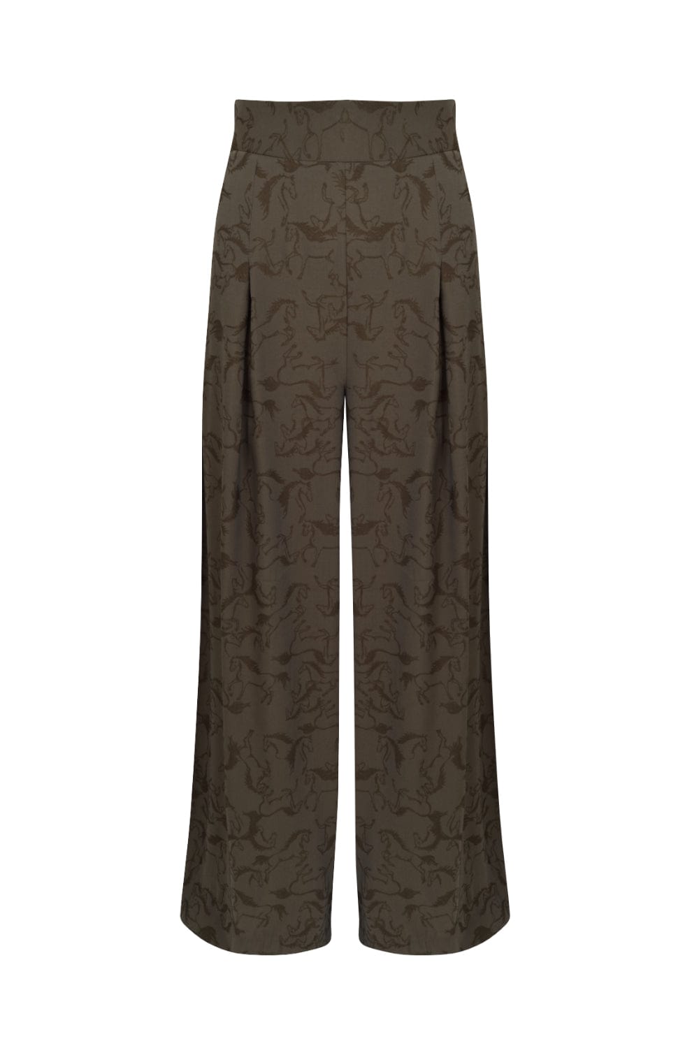 L'Cecci - Calça Jacquard Wide Leg Verde Escuro