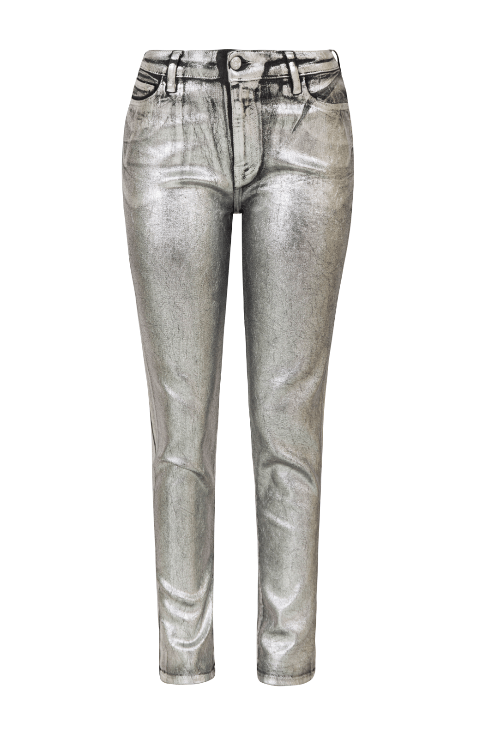 Covert - Calça Jeans com Efeito Metalizado Prata