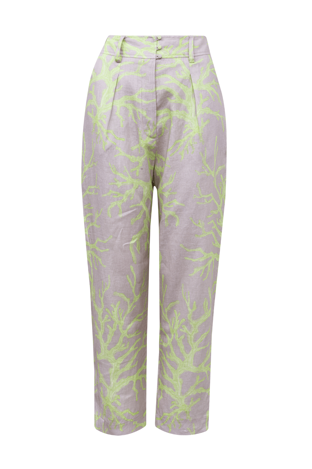 Yukio - Calça Linho Estampada Light Coral Lime