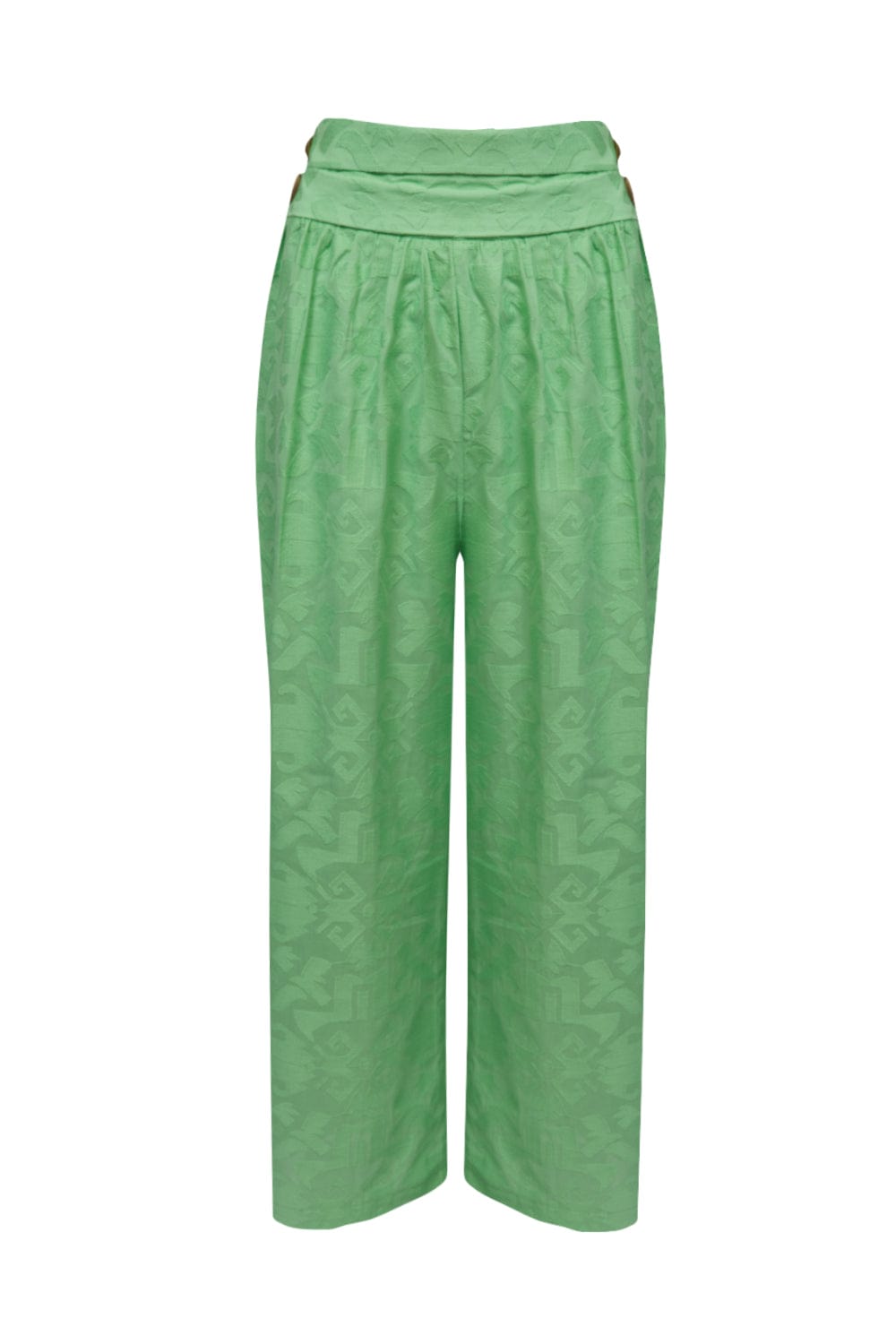 L'Cecci - Calça Pantacourt Jacquard Verde