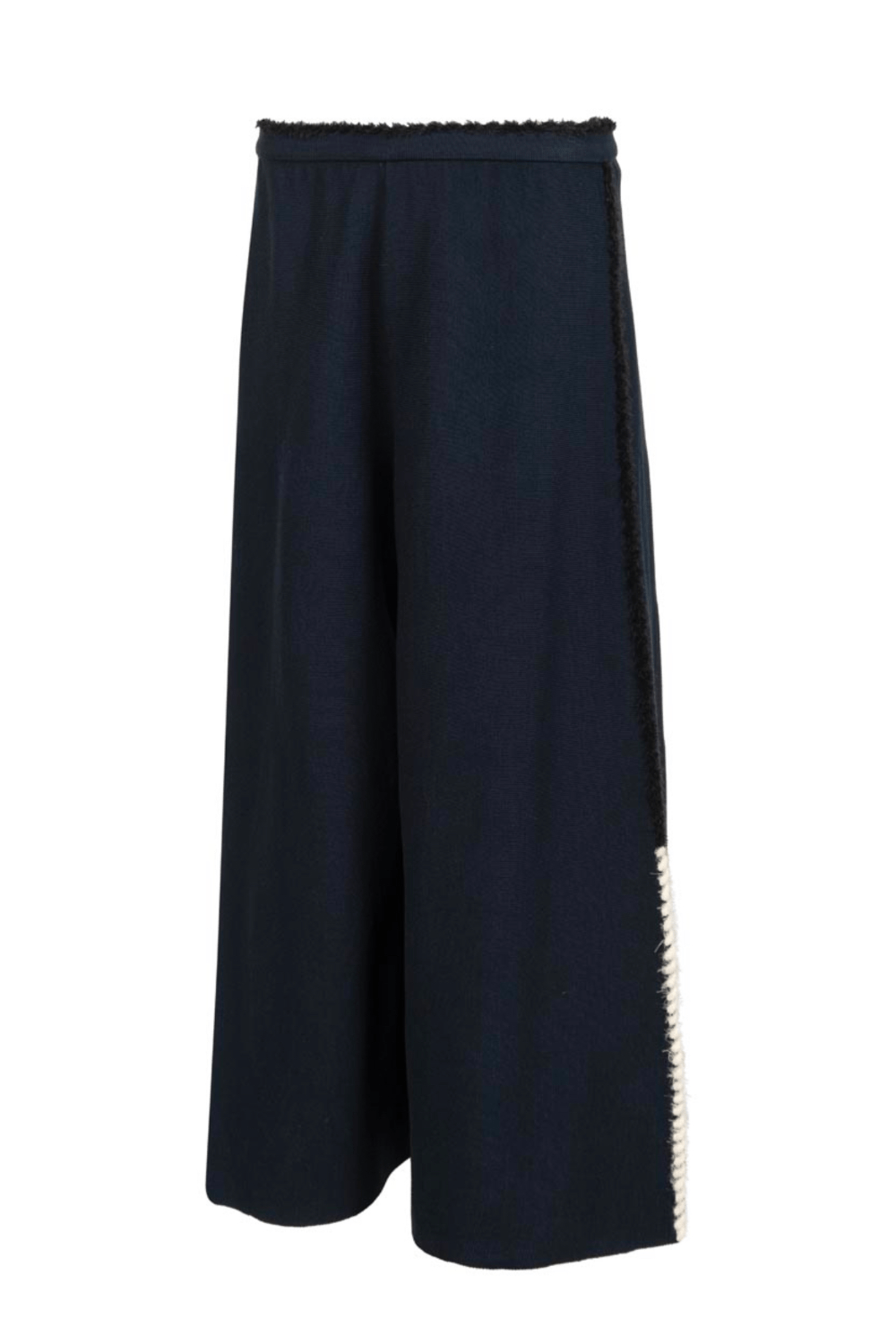 Coven - Calça Pantacourt Tricot Textura Alinhavo Azul Marinho