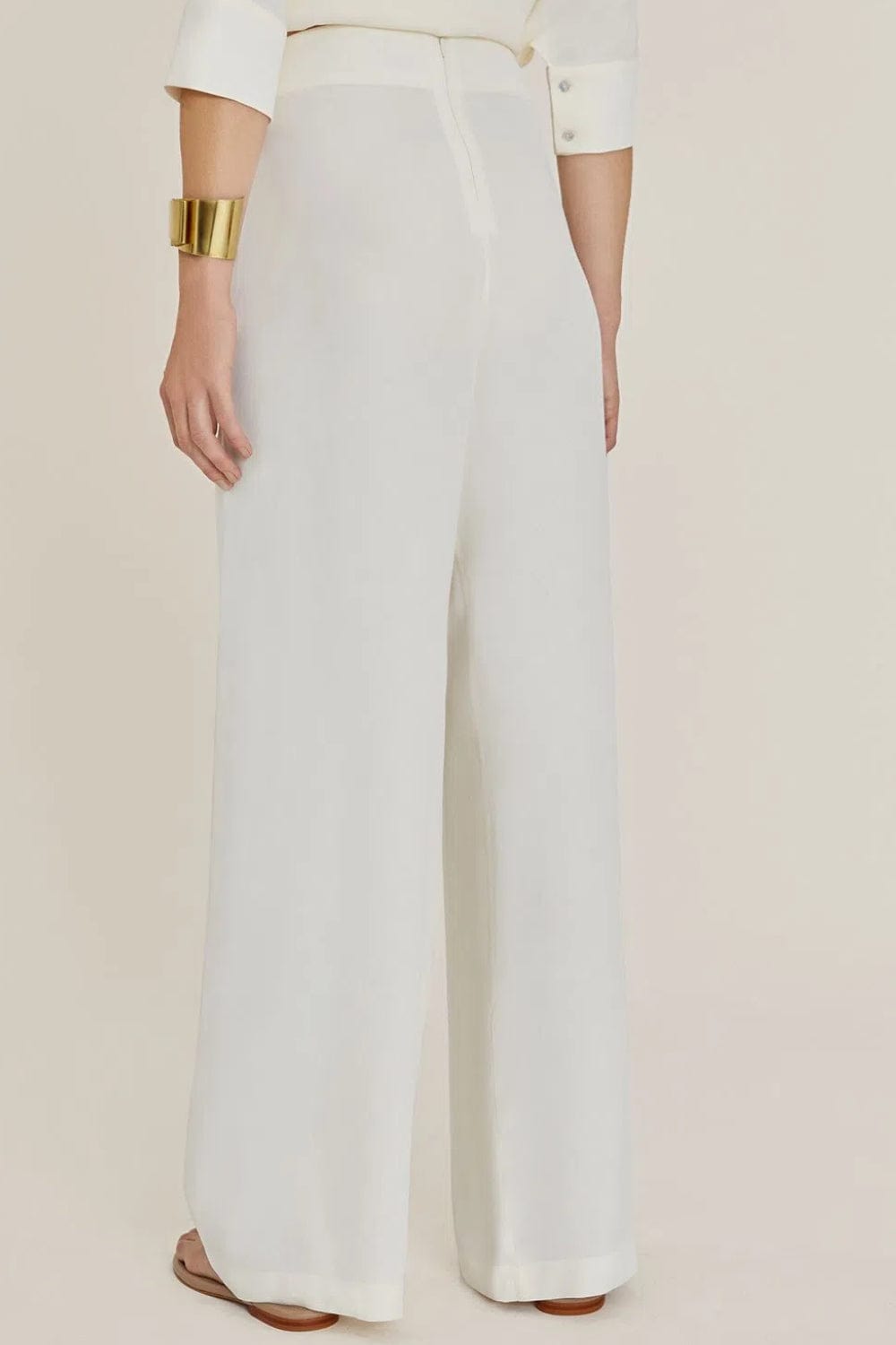 Lenny Niemeyer - Calça Pantalona Cós Inteiro Off White