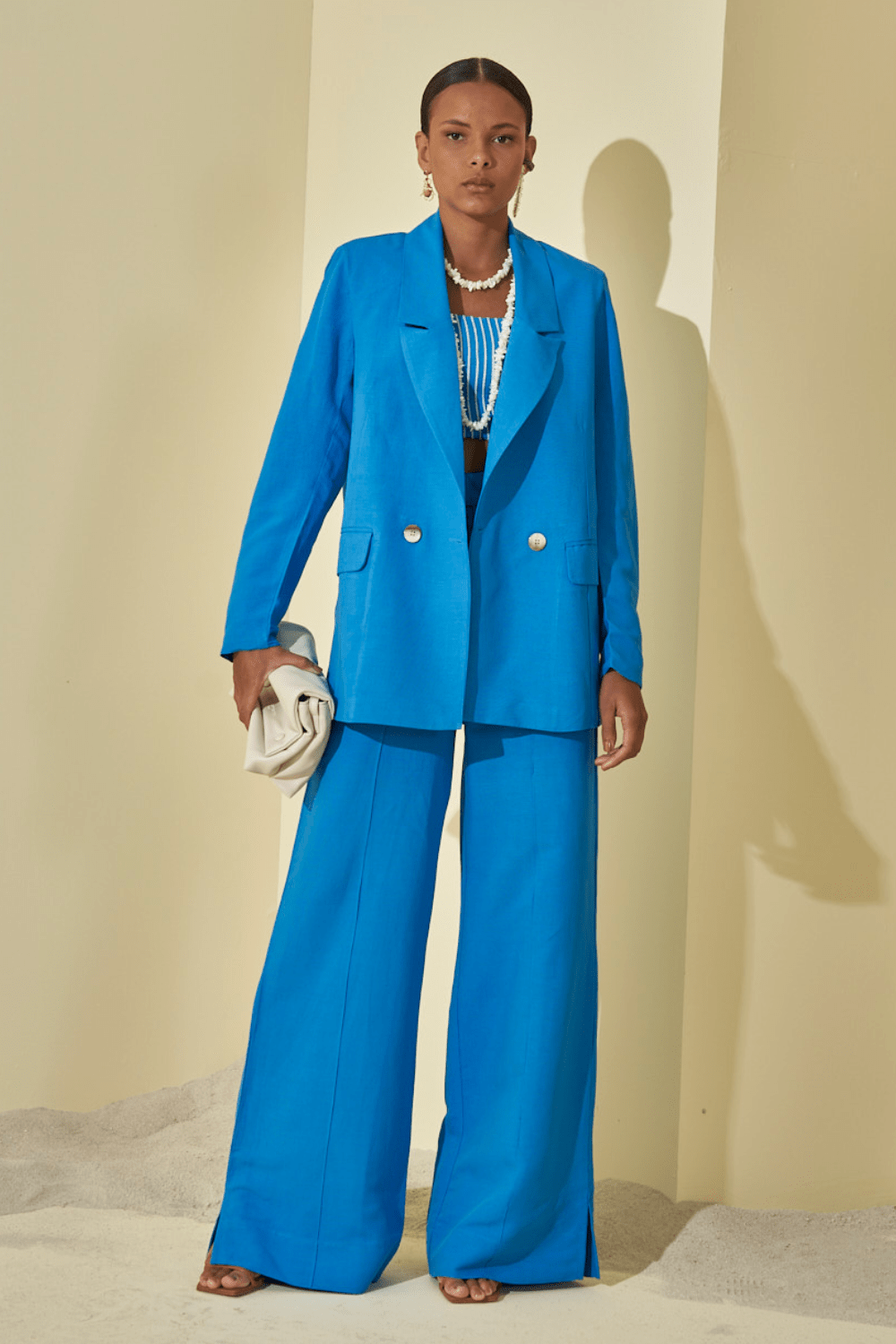 L'Cecci - Calça Pantalona Viscolinho Azul