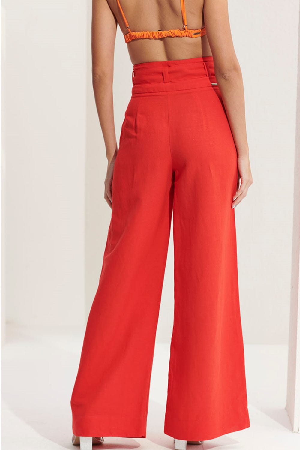 L'Cecci - Calça Pantalona Viscolinho Vermelho