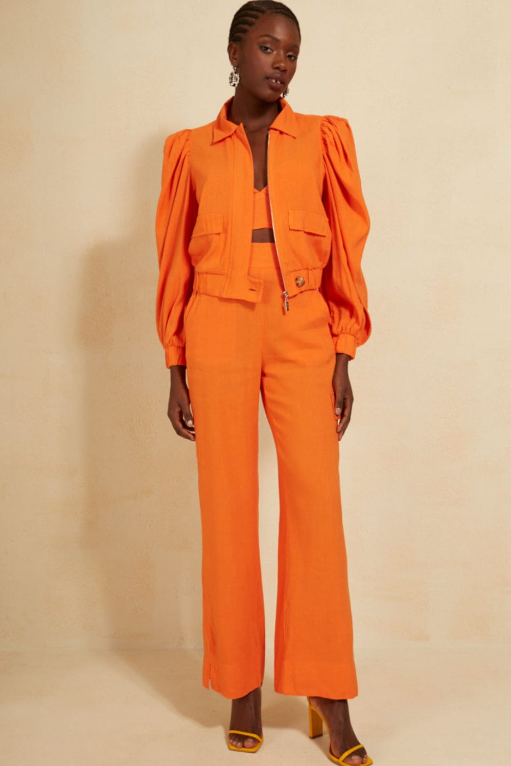 L'Cecci - Calça Reta Alfaiataria Laranja