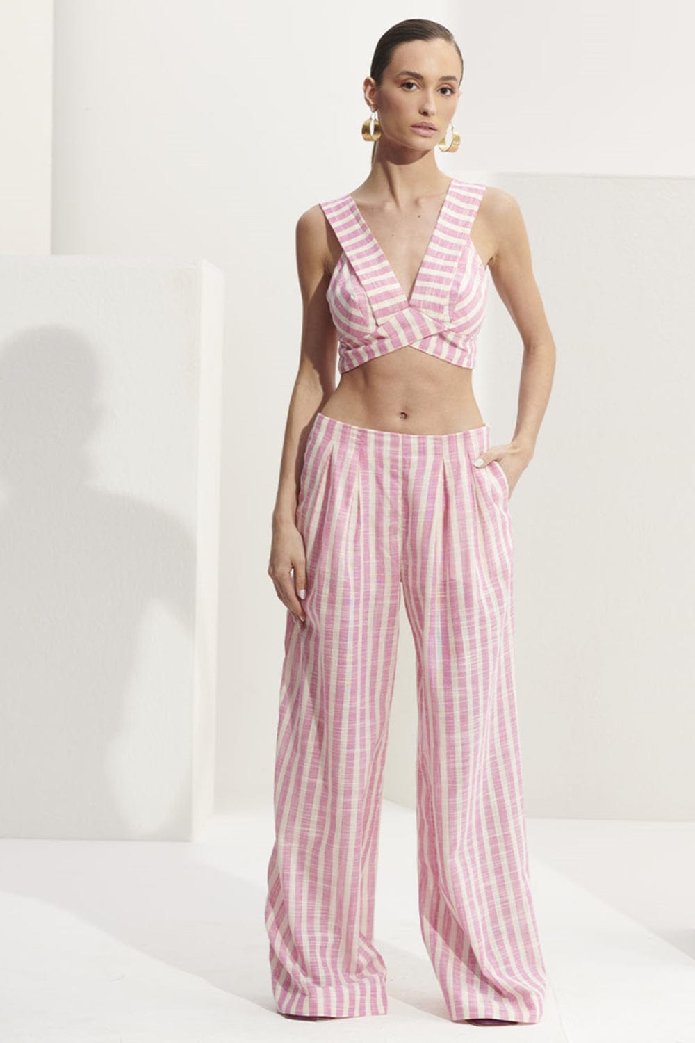 L'Cecci - Calça Listrada Rosa