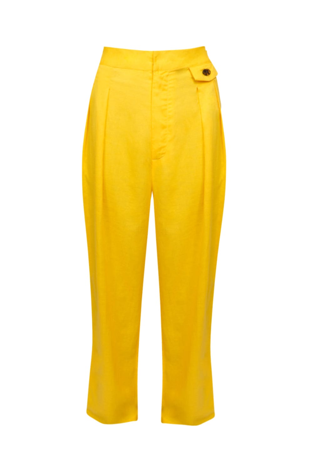 L'Cecci - Calça Reta Viscolinho Amarelo