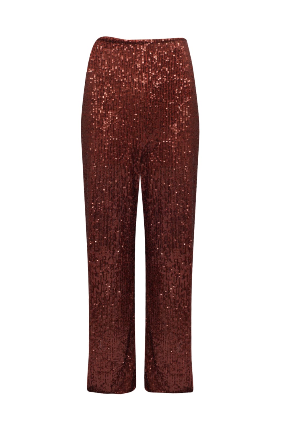 L'Cecci - Calça Reta em Paetês Marrom