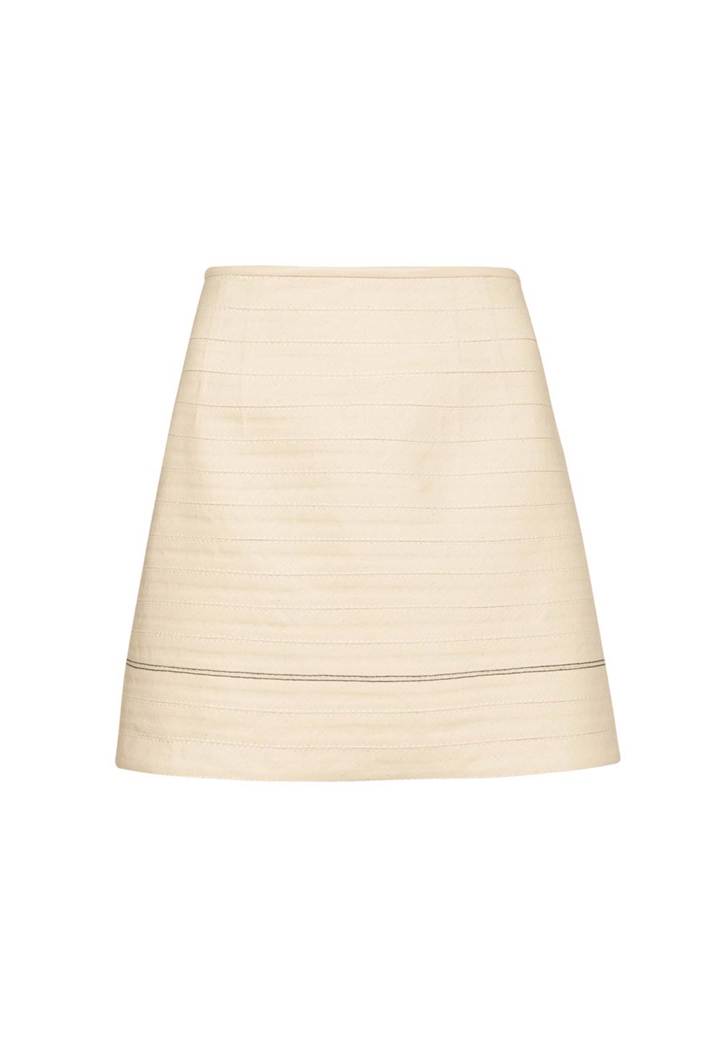 Coven - Saia Mini de Sarja com Viés de Couro no Cós Off White