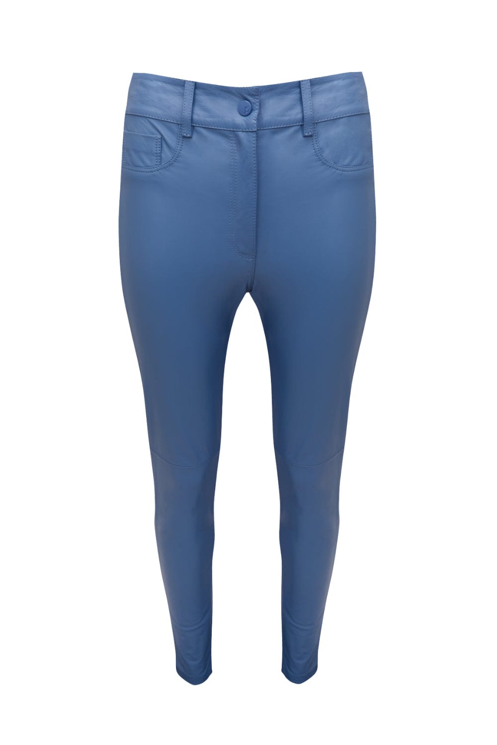 Juliana Sanmartin - Calça Skinny Couro com Helanca Azul