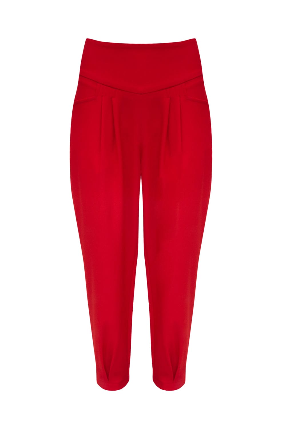 Ellawin - Calça com Pala e Pregas Vermelho