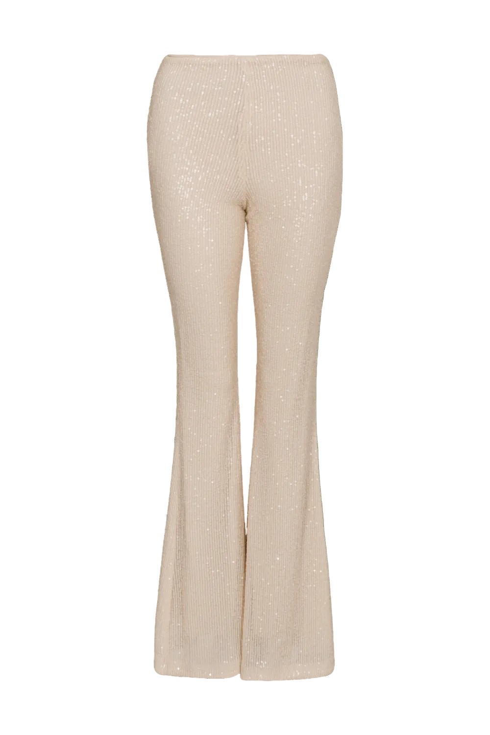 Mianotte - Calça Boot Cut em Paetês Bege