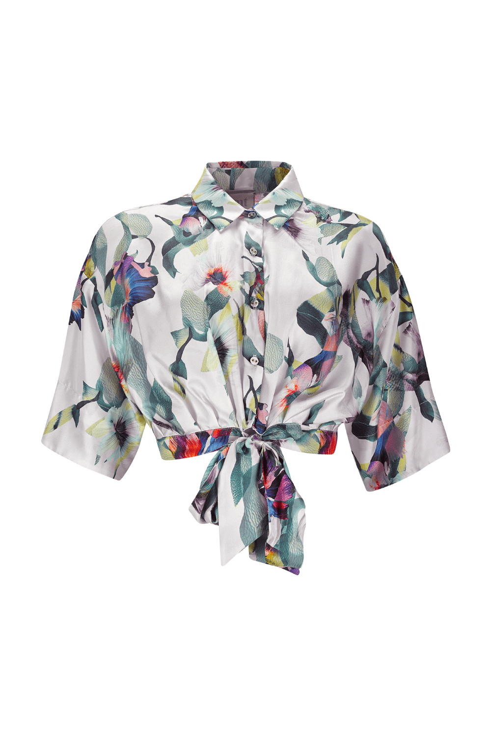 ANT - Camisa Cropped Manga 3/4 em Seda