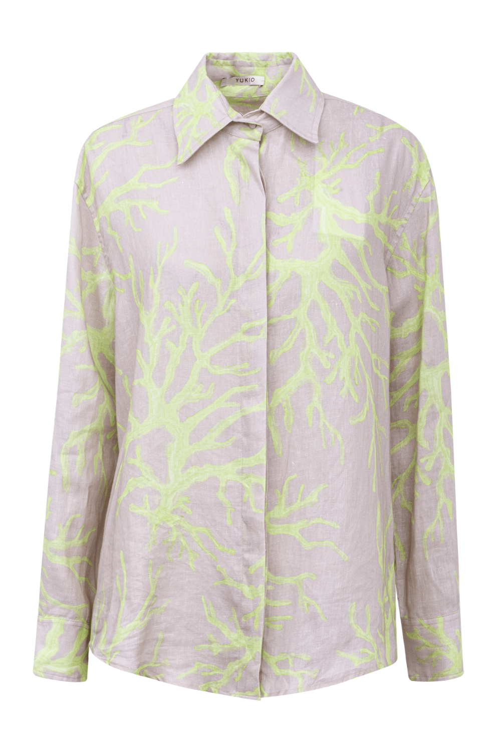 Yukio - Camisa Manga Longa Estampada Light Coral Lime