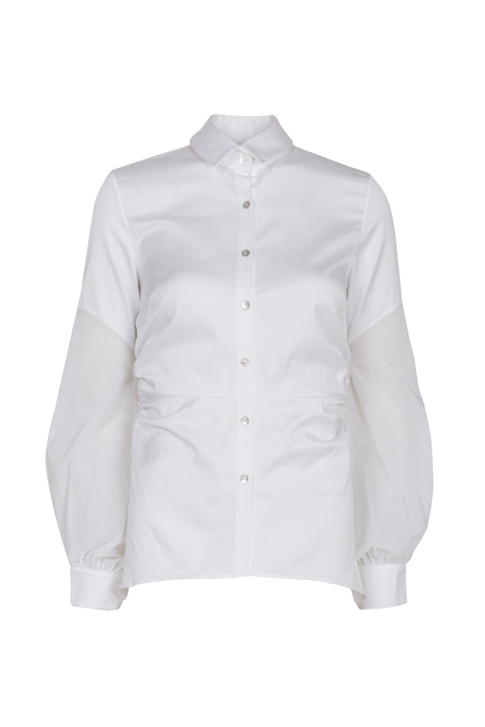 AndTate - Camisa Manga Longa com Franzido Lateral Branco